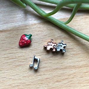 Origami Owl Charms- Strawberry, Music Note, You & Me Puzzle
